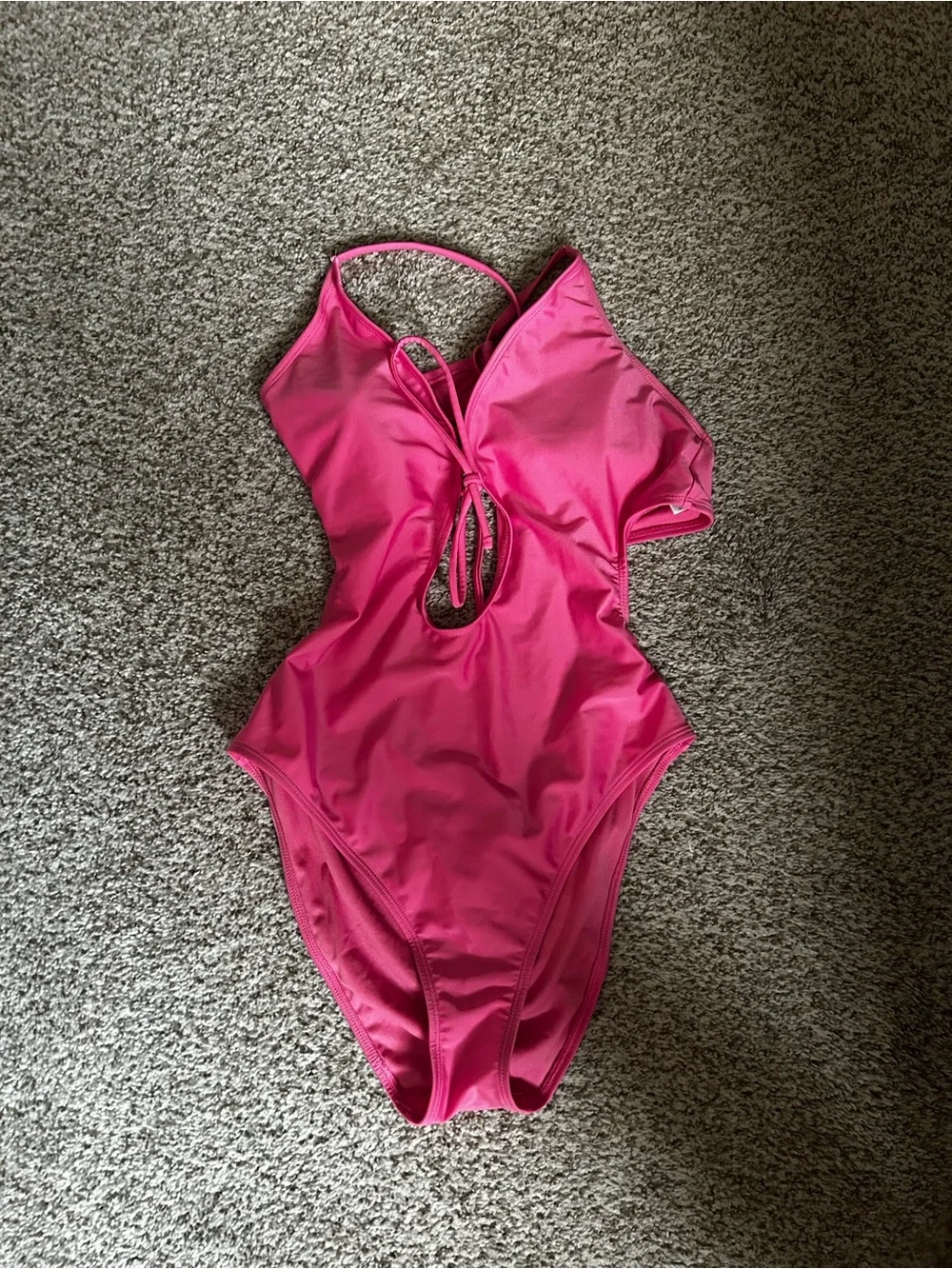 Shade & Shore Bright Pink women’s  One-Piece Swimsuit with Front Keyhole Tie